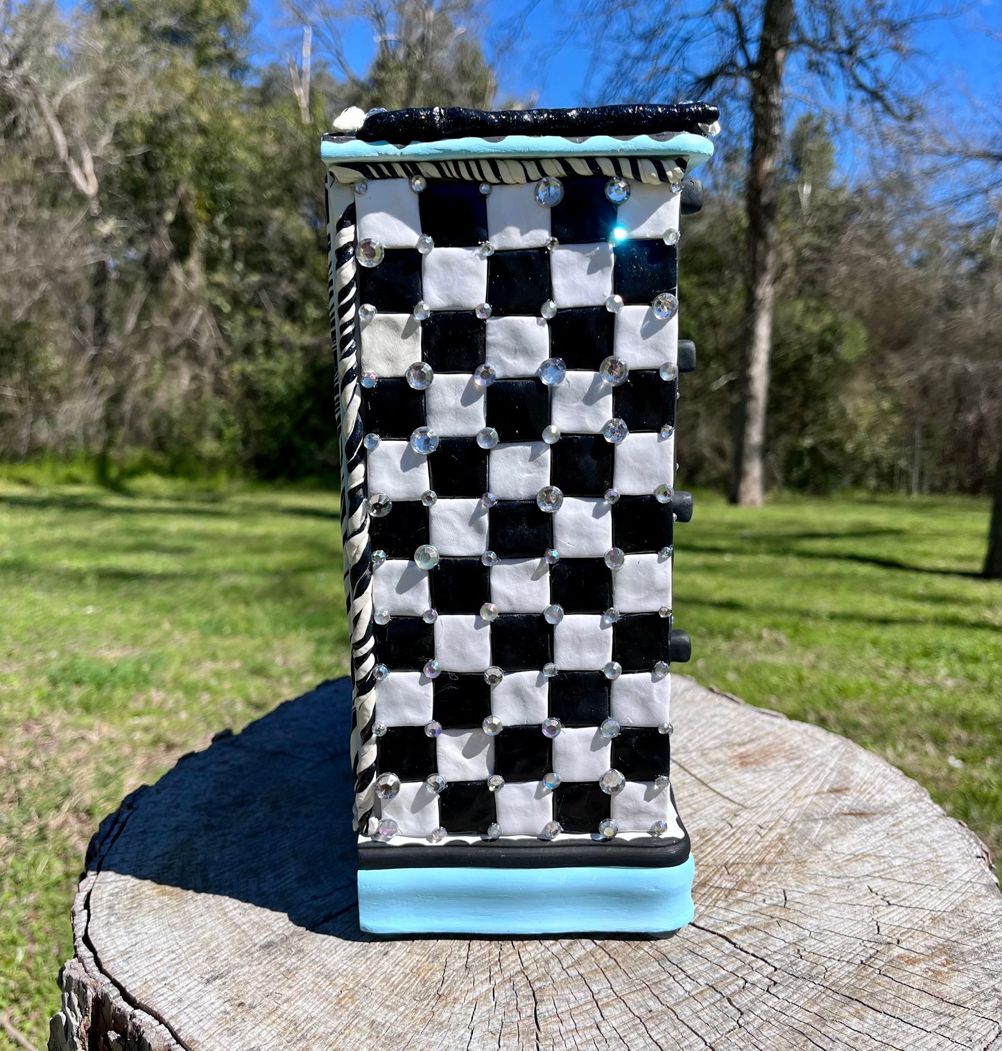 Black and White Checkered Jewelry Box