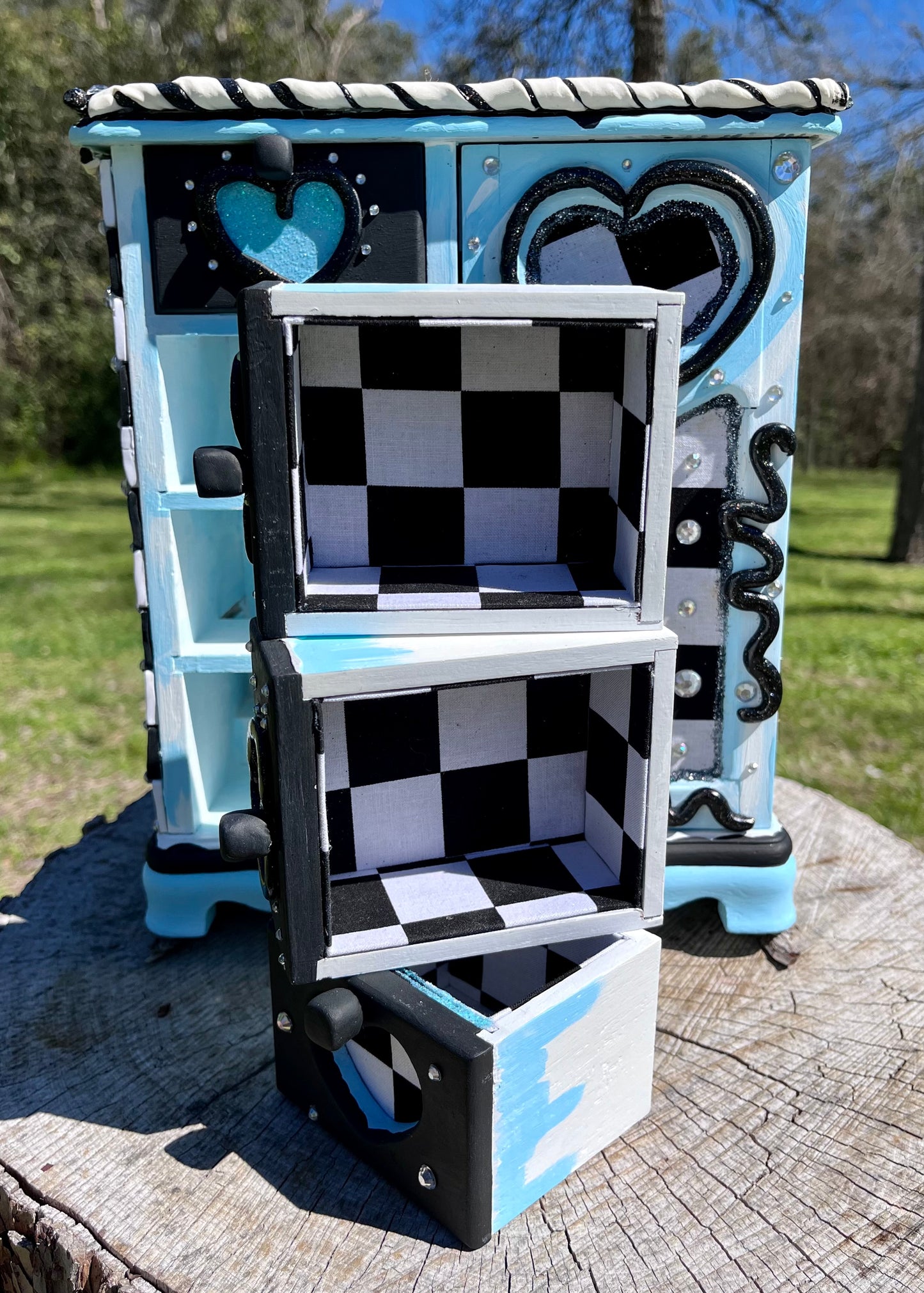 Black and White Checkered Jewelry Box