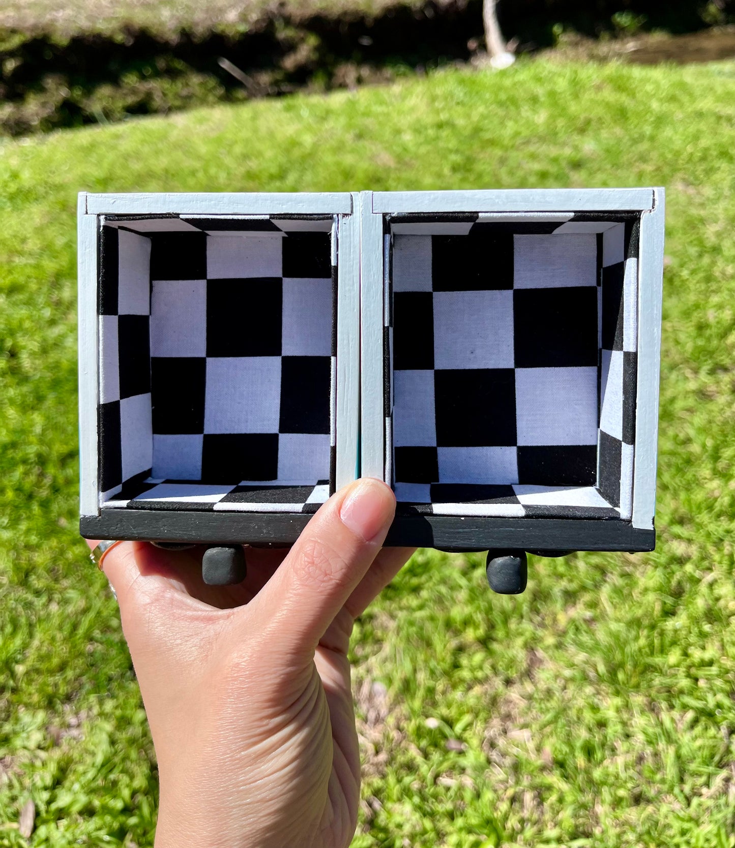 Black and White Checkered Jewelry Box