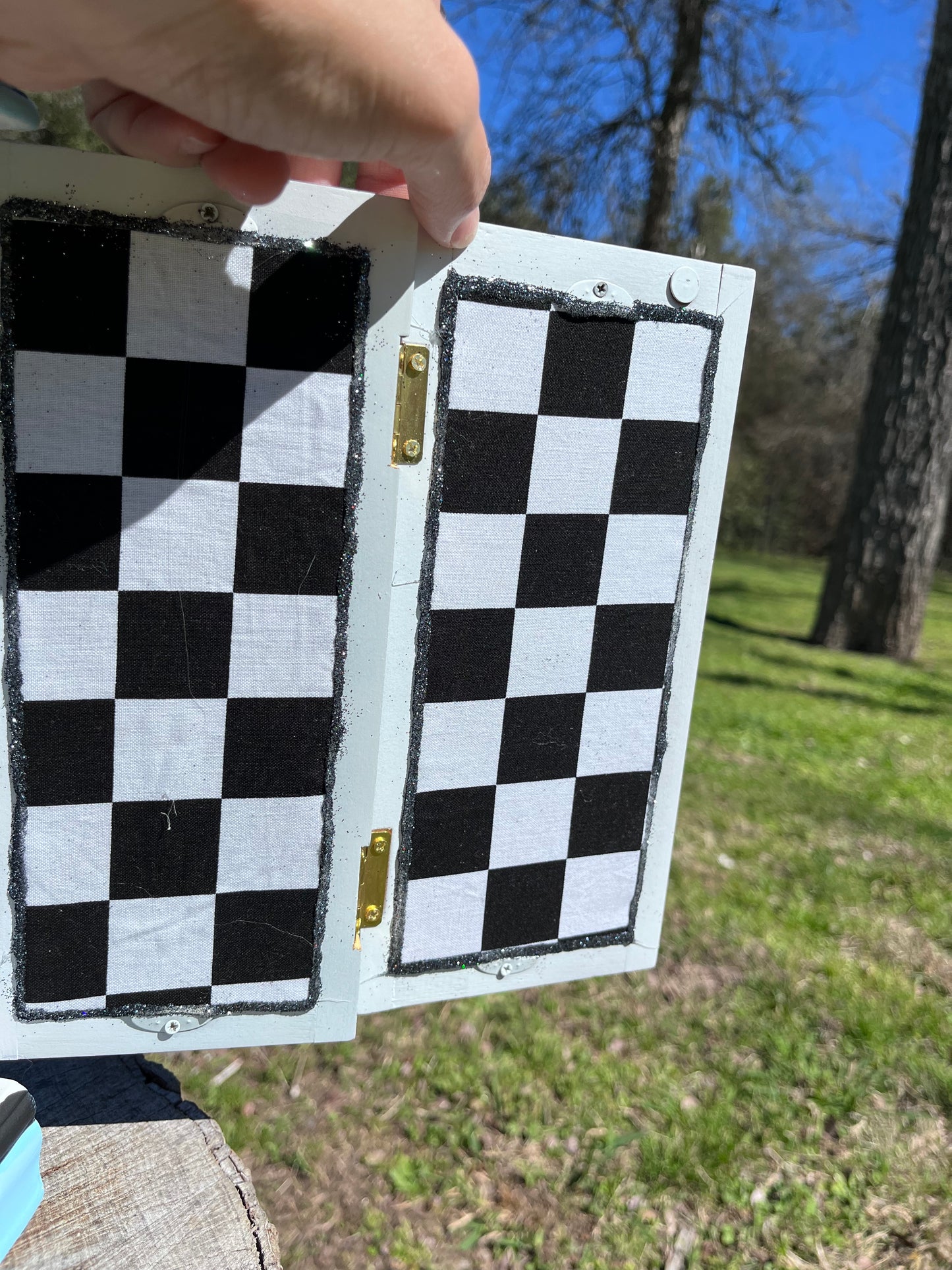 Black and White Checkered Jewelry Box